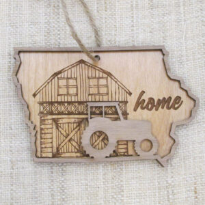 Iowa Home Wood Ornament – Barn Farm Windmill Tractor Wooden Christmas Ornament
