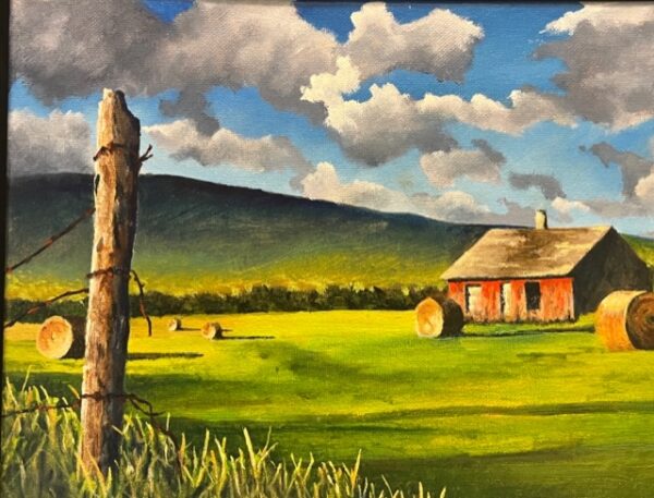 Mountain Farm Oil Painting by Cris Sell