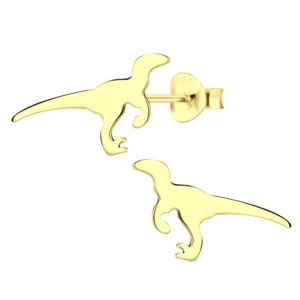 Velociraptor dinosaur gold-plated Sterling Silver Stud Earrings