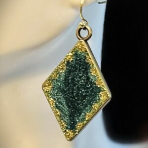 Deep Teal and Gold Drop Earrings