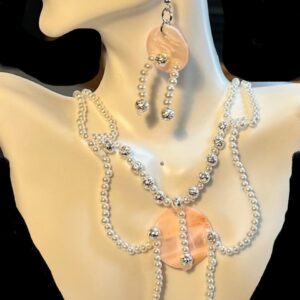 Pink and Pearls Necklace/Earring Combo