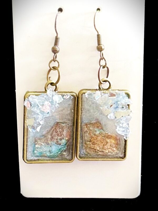 Resin Earrings with Recycled CD Insert