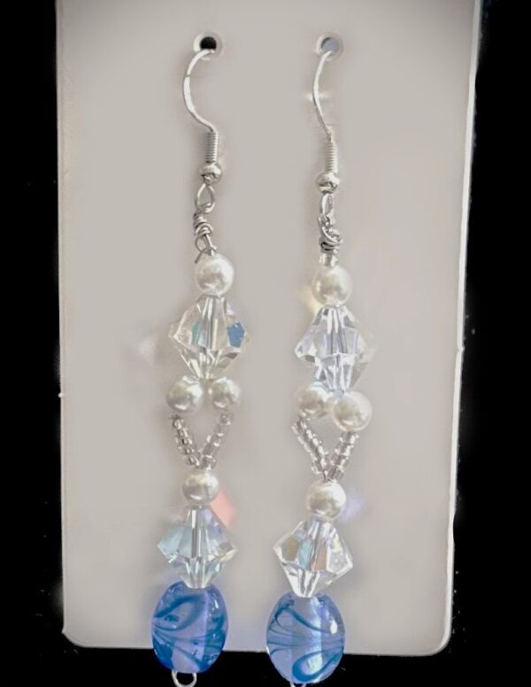 Pearls with Blue Accent Earrings