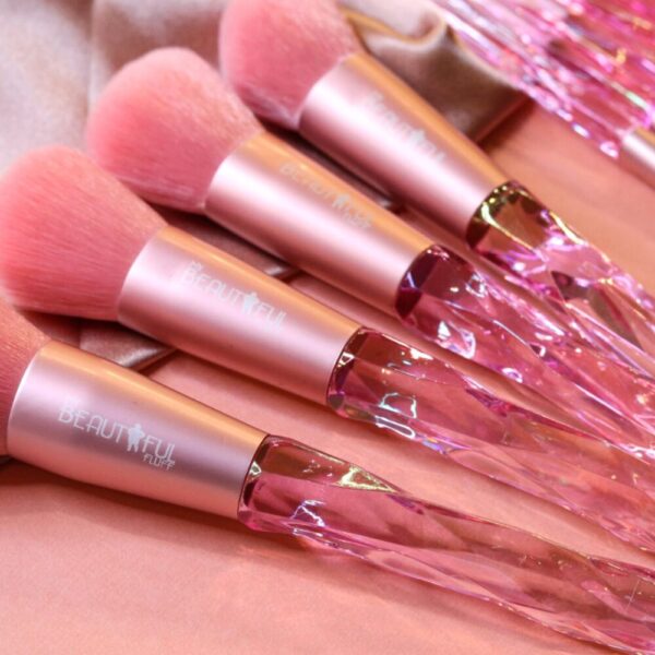 Pink 10 Piece Crystal Makeup Brush Set