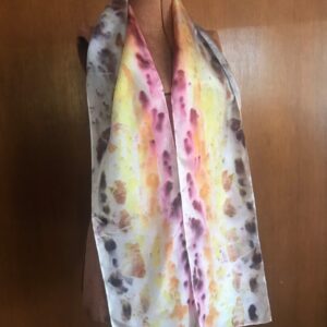 Long rainbow naturally hand dyed silk scarf