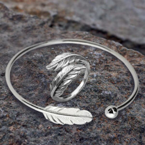Adjustable Feather Bracelet With Ring