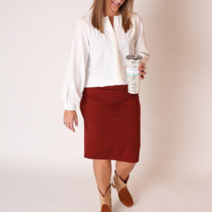 White Gathered Crewneck Cuff Shirt