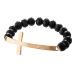 Cross Stretch Bracelet – Black/Gold