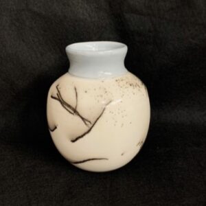 Gray and Cream Horsehair Pottery by Artist Paul Koch