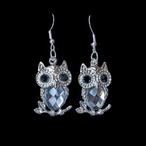 Owl with Rhinestone Earrings