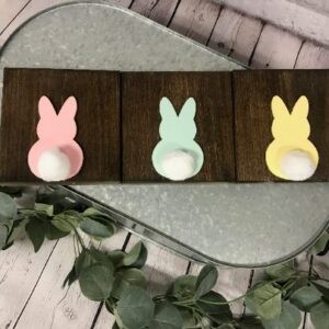 Easter Bunny 3D Mini Block Set of 3 | Easter Decor | Fluffy Tail Bunny | Farmhouse Blocks | Spring Decor | Cut Out Bunny Decor