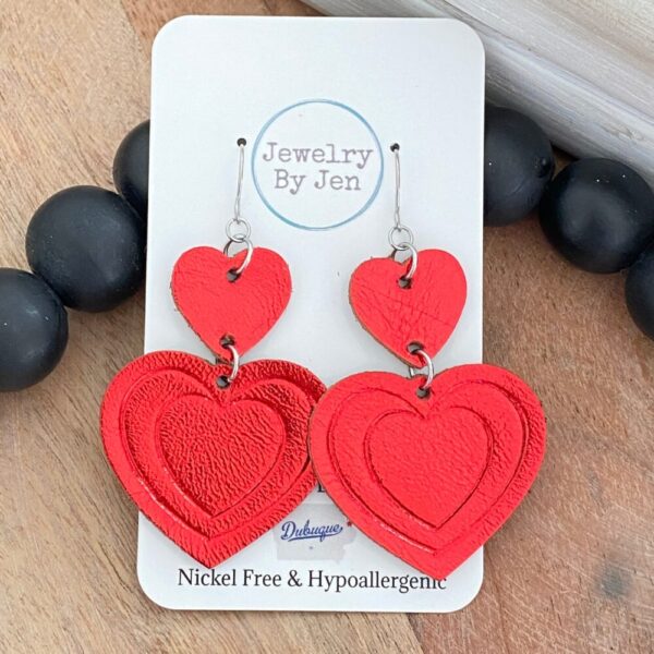 Embossed Double Heart: Metallic Red