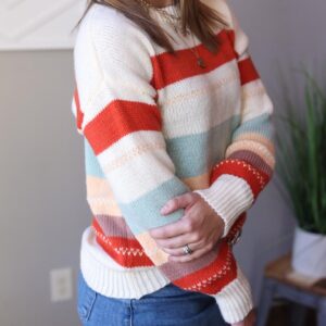 Drop Shoulder Striped Colorblock Sweater • S, M, XL