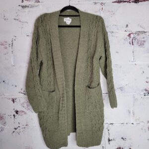 Cable Knit Sweater Cardigan – Olive