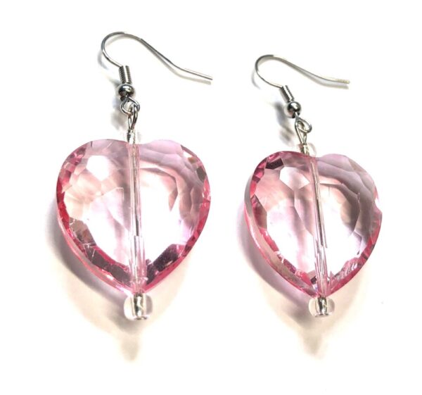 Handmade Pink Heart Earrings Mother’s Day Anniversary Gift