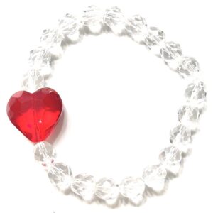 Handmade Red Heart Women Stretch Bracelet Valentine’s Day Gift