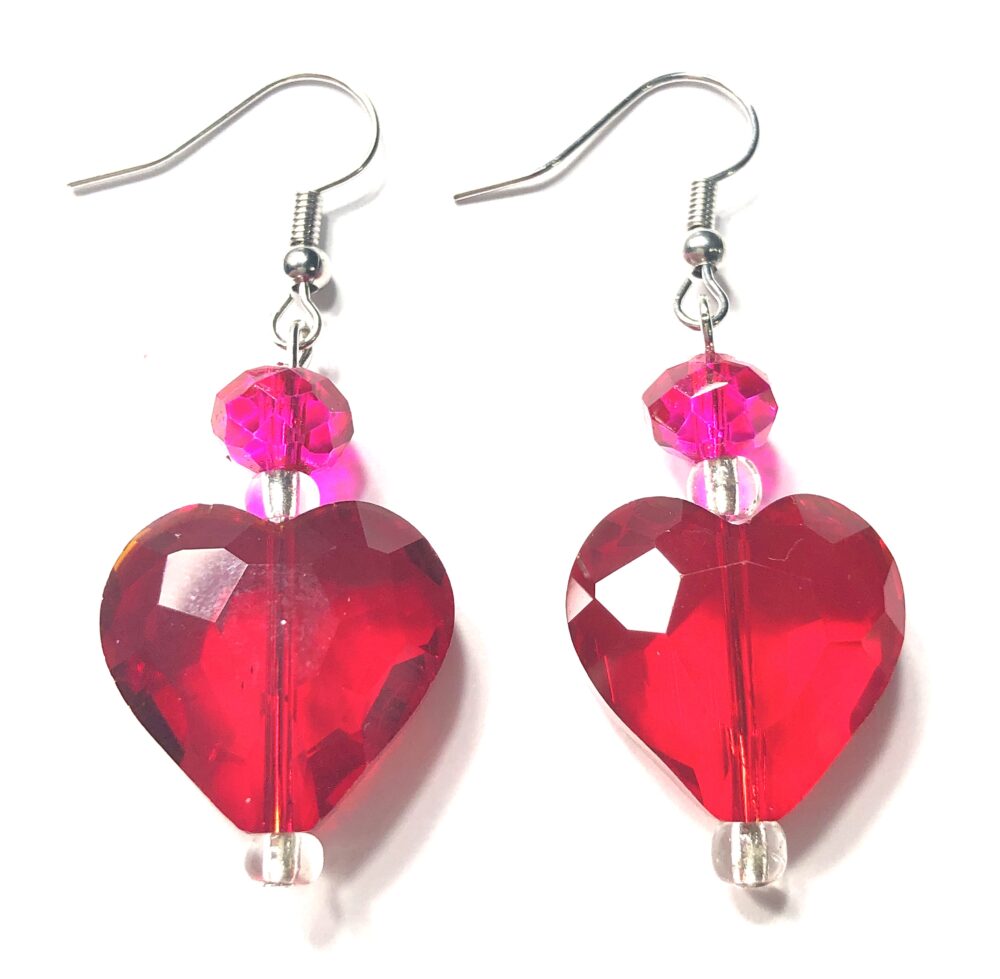 Valentine's Day Earrings Red Hearts