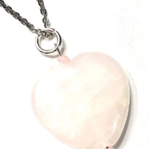 Handmade Rose Quartz Heart Pendant Necklace Women Gift Valentine’s Day