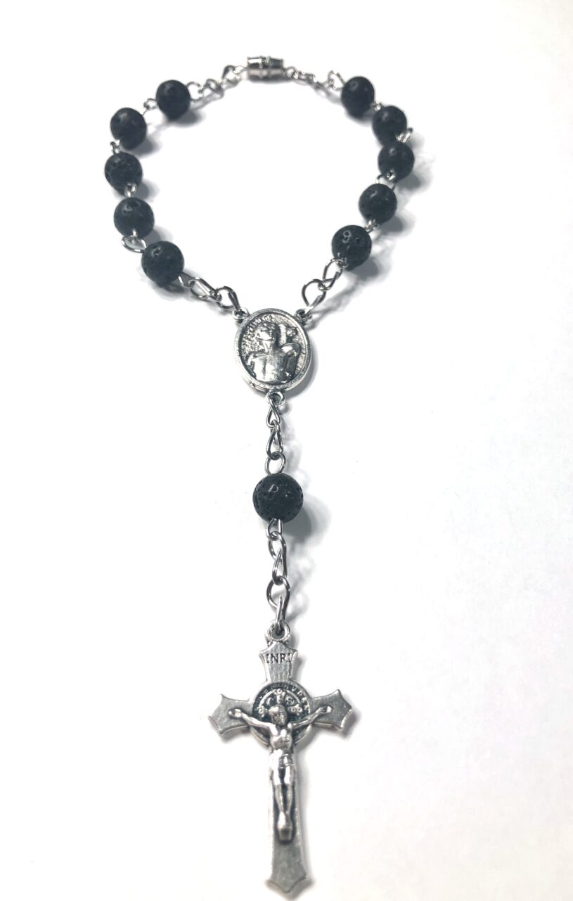 Mini rosary beads, blue rosary, catholic prayer beads, religious gift for  her, car rosary, rear view mirror rosary, one decade rosary