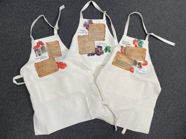 Personalized Recipe Apron features handwritten/typed recipe