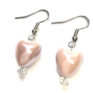 Handmade Pink Heart Earrings For Valentine’s Women