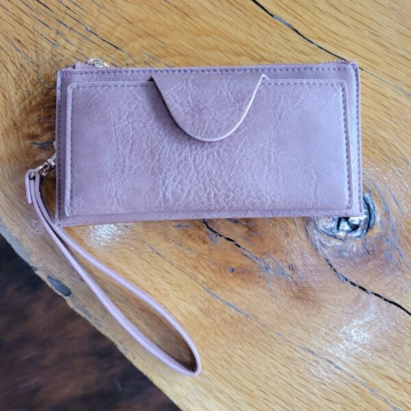 Jen & Co. RFID Wallet with Snap Closure – Dark Rose