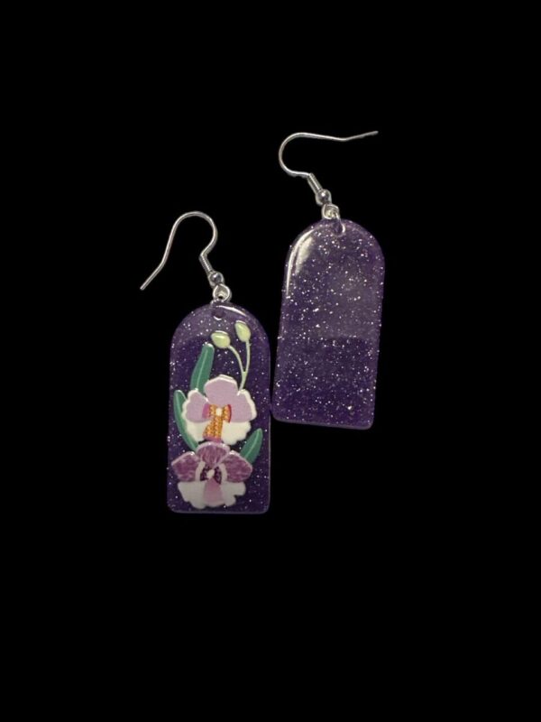 Orchid Purple Glitter Earrings