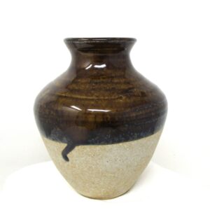 Dark Brown and Tan Pottery Vase by Artist Paul Koch
