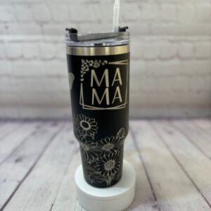 Mama Floral Engraved Tumbler | 40 Ounce Tumbler | Mama Water Bottle | Mothers Day Gift | Mama Gift | New Mom Gift