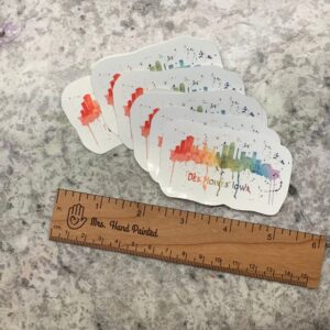 Watercolor “Des Moines” Skyline Rainbow Splatter Sticker
