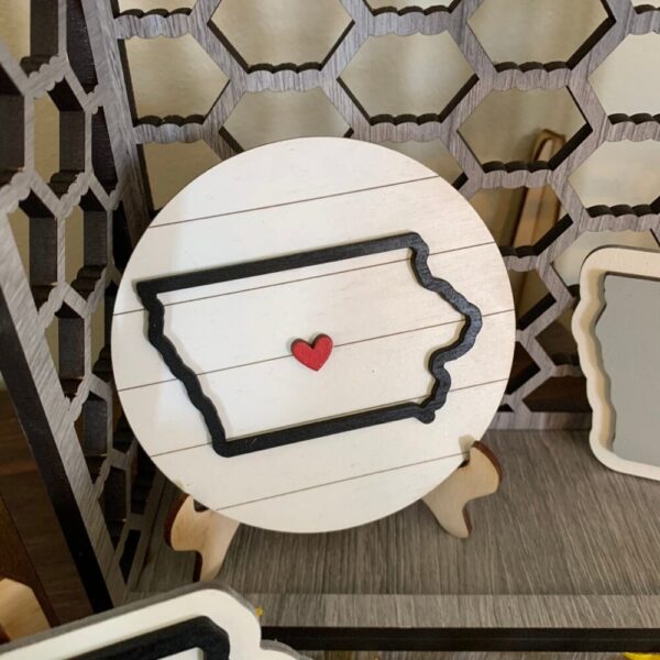 Iowa and Sweet Corn Theme Tiered Tray Decor – Laser Cut Wood Painted