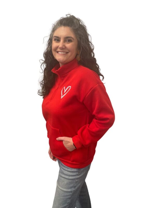 Half Front Zip Drop Shoulder Sweatshirt – Red