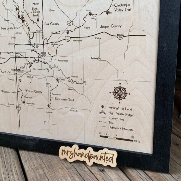Central Iowa Bike Trails Map – Laser Engraved Wall Hanging