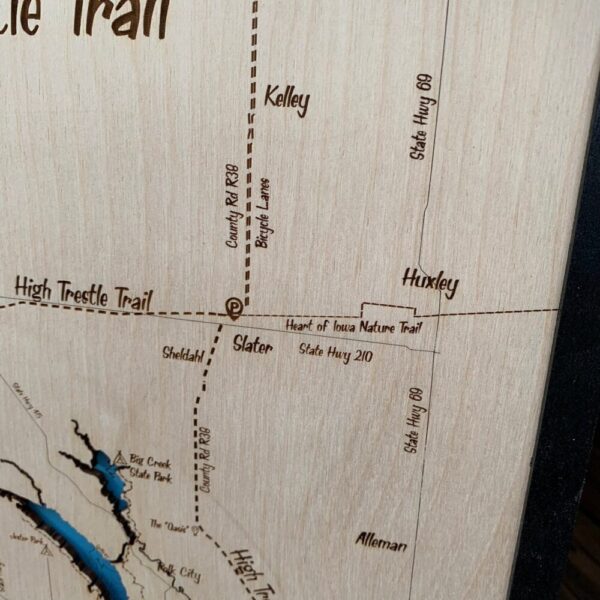 High Trestle Trail – Iowa Bike Trail Map – Laser Engraved Wall Hanging