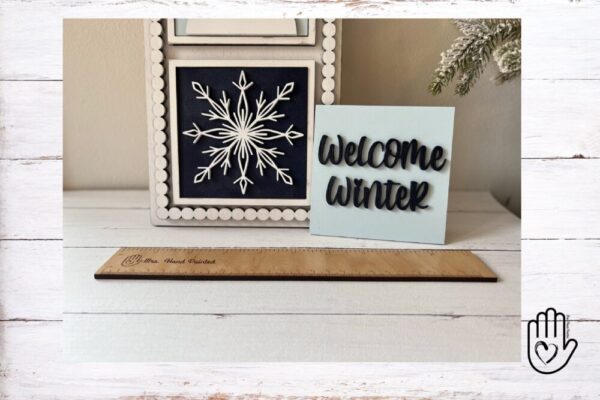 Snowman Winter Leaning Ladder Interchangeable Signs – Laser Cut Wood Painted