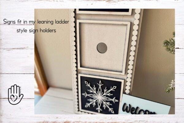 Snowman Winter Leaning Ladder Interchangeable Signs – Laser Cut Wood Painted