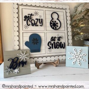 Winter Snow Leaning Ladder Interchangeable Signs – Laser Cut Wood Painted