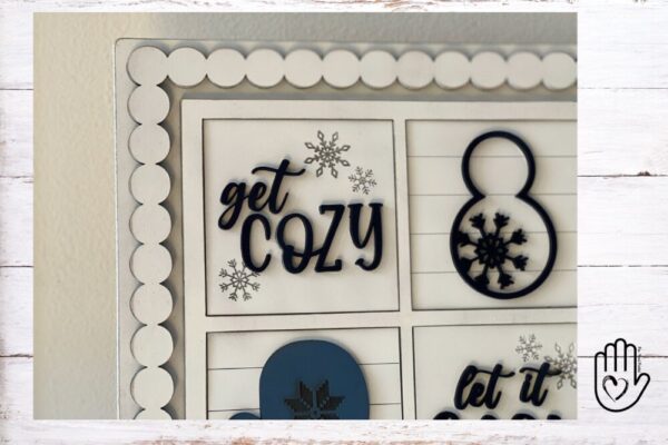 Winter Snow Leaning Ladder Interchangeable Signs – Laser Cut Wood Painted