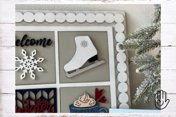 Winter Leaning Ladder Interchangeable Signs – Laser Cut Wood Painted