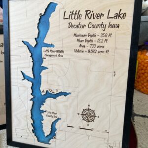Little River Lake – Laser Cut Engraved Wood Lake Map