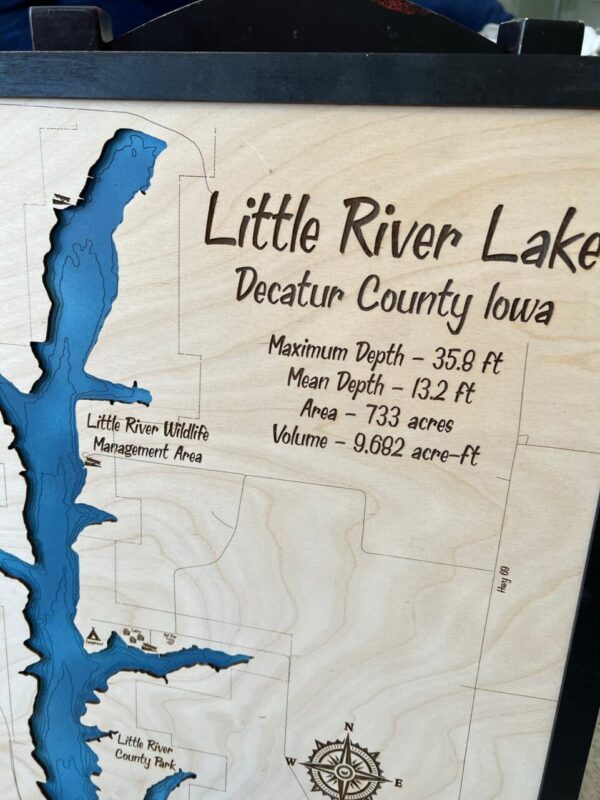 Little River Lake – Laser Cut Engraved Wood Lake Map