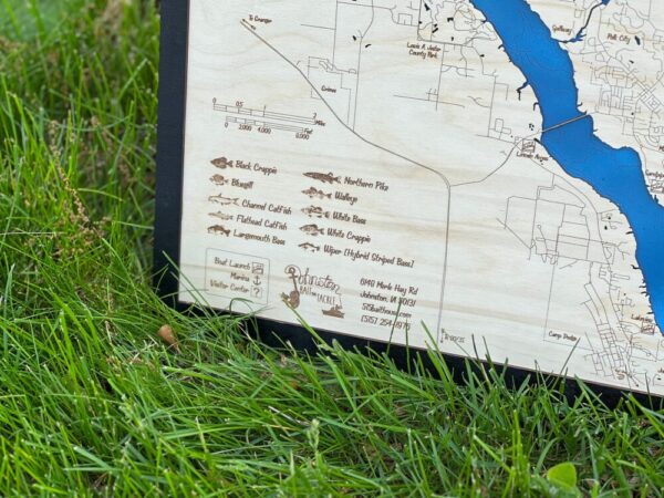 Laser Cut Engraved Wood Lake Map – Saylorville Lake and Big Creek Lake – Des Moines Iowa