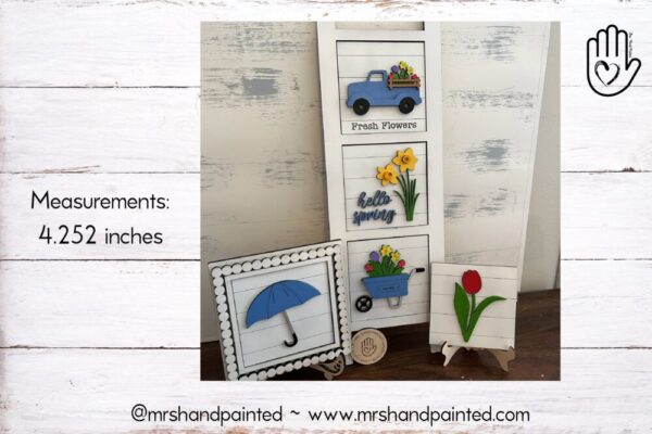 Spring Flowers Interchangeable Signs – Laser Cut Wood Painted