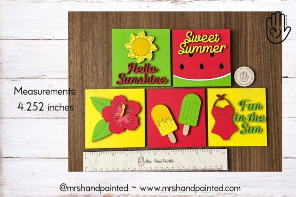 Summer Interchangeable Signs – Laser Cut Wood Painted