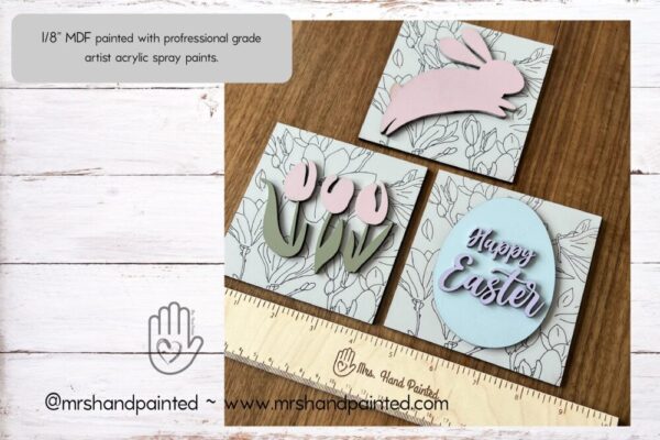 Boho Easter Interchangeable Signs – Laser Cut Wood Painted