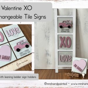 Valentine XO Interchangeable Signs – Laser Cut Wood Painted