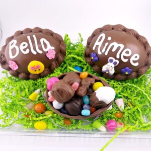 Small Hand-Decorated Treasure Easter Egg – Filled w/Chocolate Assortment & Easter Candy