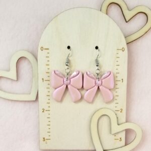 Pink Bows and Heart Earrings