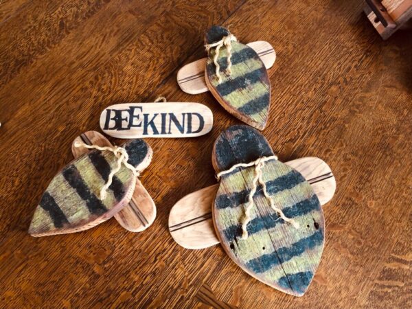 Rustic Wooden Bumble Bees and BEE KIND sign