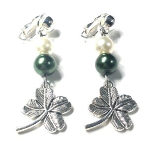 Handmade Clip-On Shamrock Green Earrings Women St. Patrick’s Day Party Gift